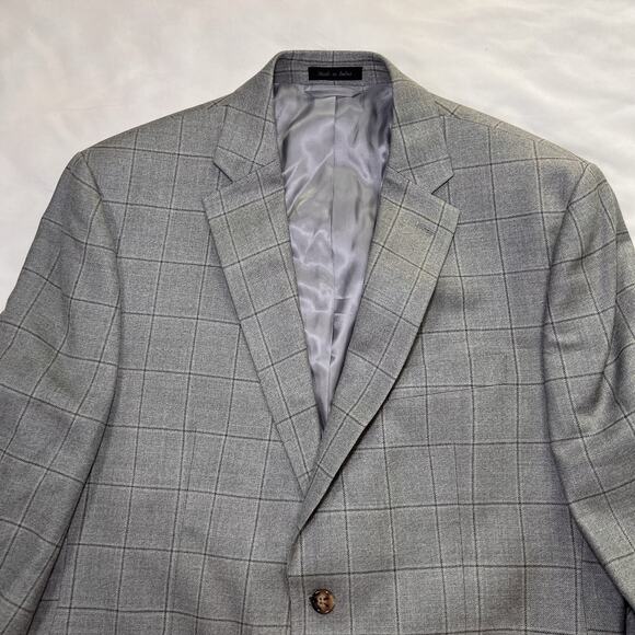Lauren Ralph Lauren Blazer Mens Size 42R Gray Windowpane Silk Wool Sports Coat - Picture 3 of 16